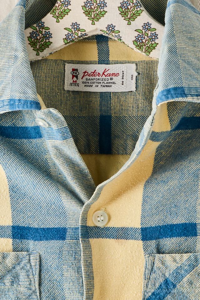 FP MART: Flanelle à carreaux vintage bleue et jaune #2