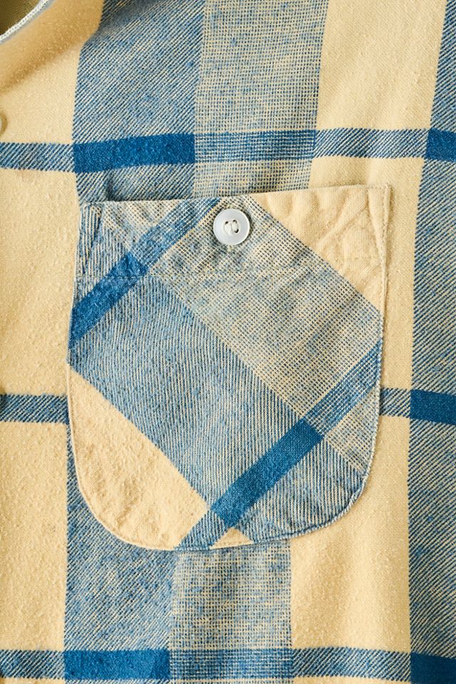 FP MART: Flanelle à carreaux vintage bleue et jaune #3