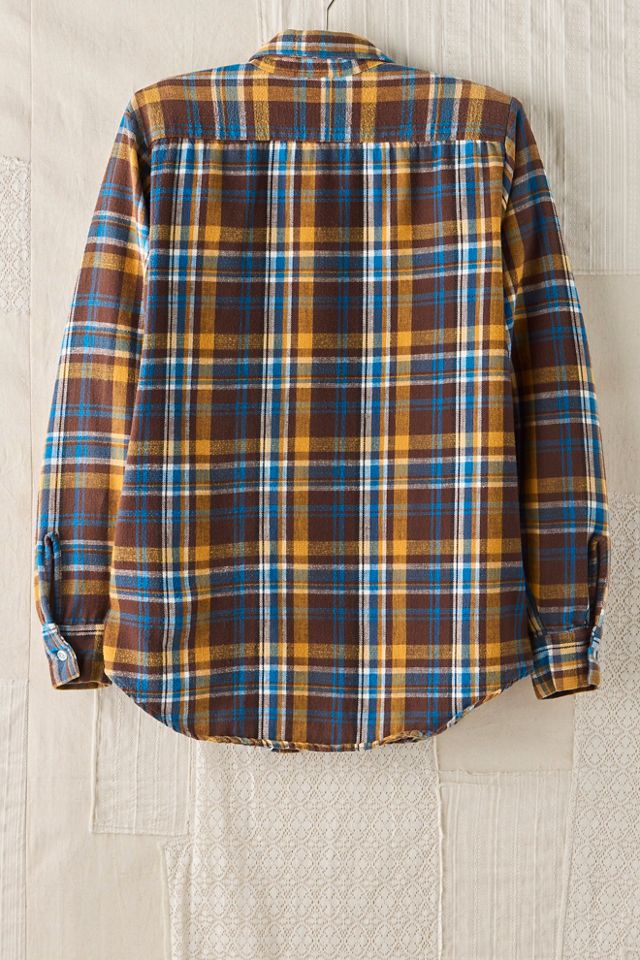 FP MART: Flanelle à carreaux vintage brun et bleu #1