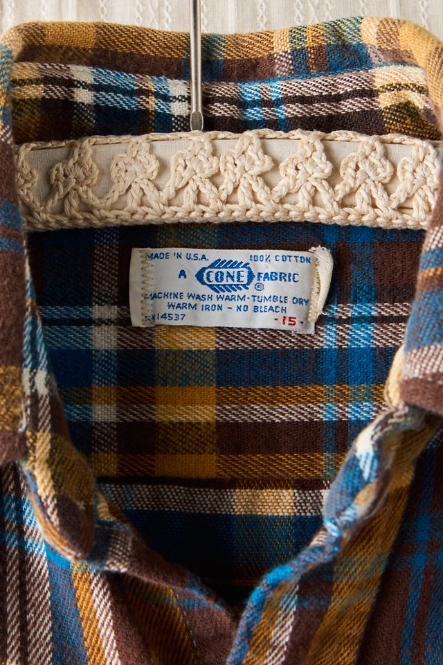 FP MART: Flanelle à carreaux vintage brun et bleu #2
