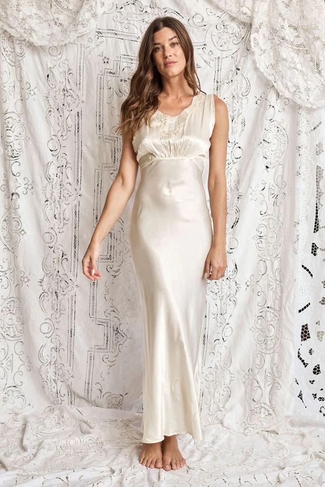 Cream Silk Slip Dress and Peignoir Set Selected by Madly Vintage #2