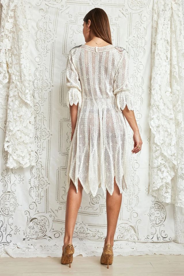 1980s Crochet Lace Scalloped Dress Selected by Madly Vintage #3