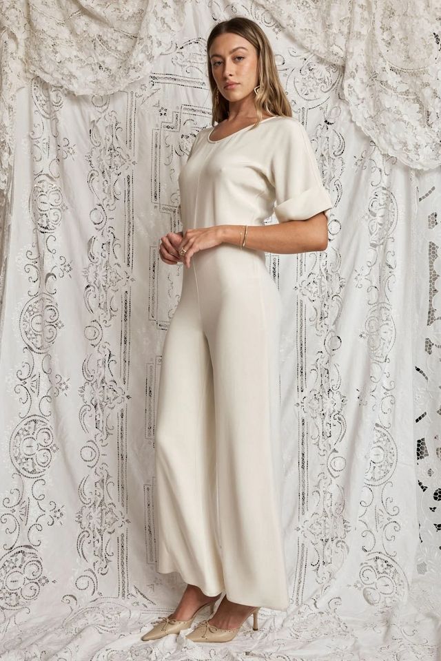 90s Soft Ivory Jumpsuit Selected by Madly Vintage #1