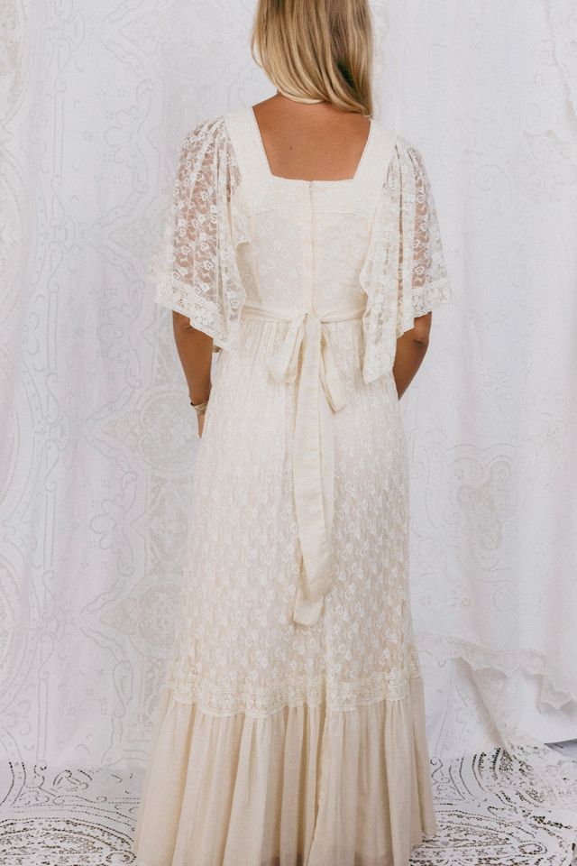 1970s Lace Flutter Sleeve Dress Selected by Madly Vintage #2