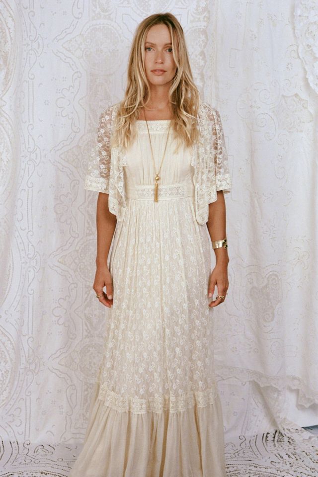 1970s Lace Flutter Sleeve Dress Selected by Madly Vintage #3