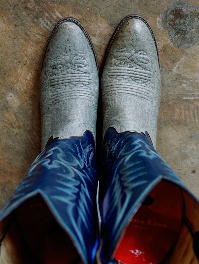 1980s Dan Post Two-Tone Leather Cowboy Boots by Lauren Owen of Texas #2