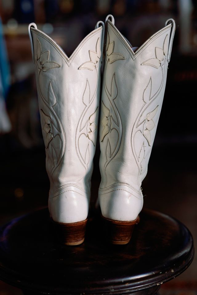 The 1980s Dan Post White 'Tulip Detail' Boots by Lauren Owen of Texas #4