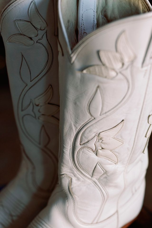 The 1980s Dan Post White 'Tulip Detail' Boots by Lauren Owen of Texas #2
