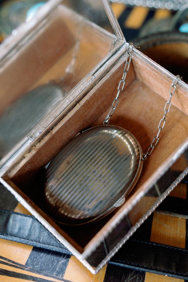 1920s Oval Pinstriped Sterling Dance Purse Compact by Lauren Owen of Texas #3
