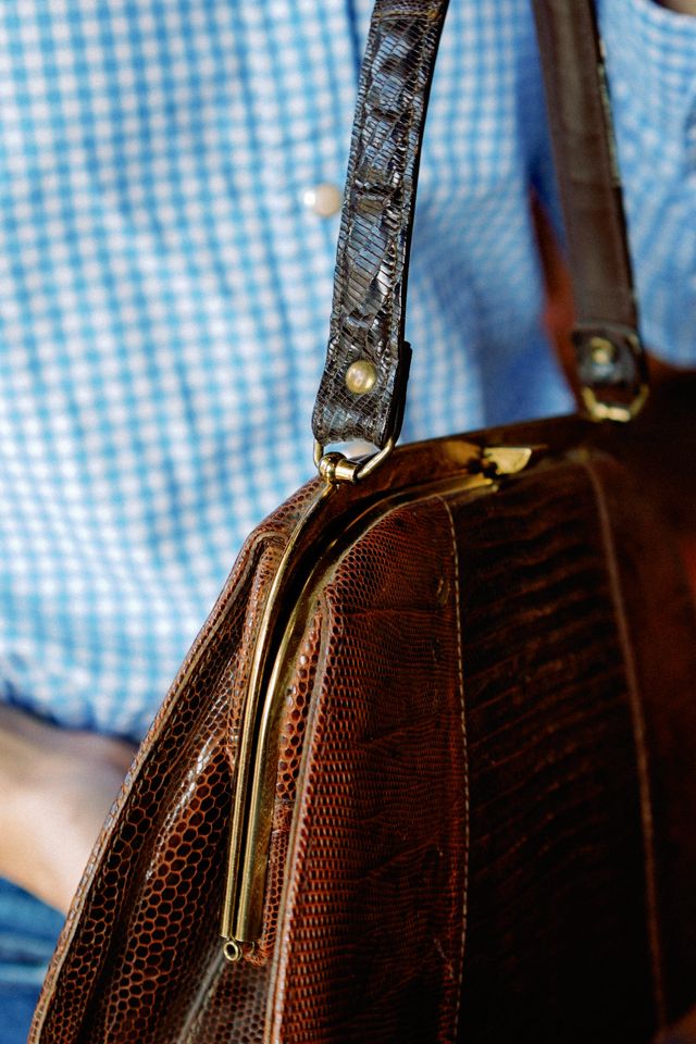 1950s Chocolate Textured Leather Shoulder Bag by Lauren Owen of Texas #3