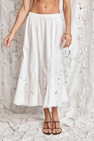 90s Cotton Beaded Cutwork Skirt Selected by Madly Vintage