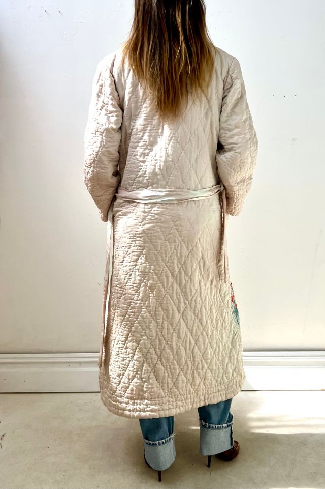 Vintage Quilted Silk Embroidered Maxi Coat Selected by Anna Corinna #2