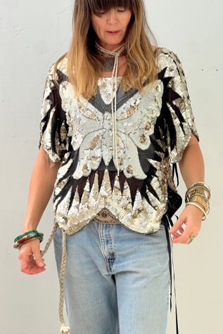 Vintage Sequin Butterfly Top Selected by Anna Corinna