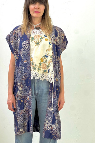 Vintage Deconstructed Wild Flowers Silk Kimono Selected by Anna