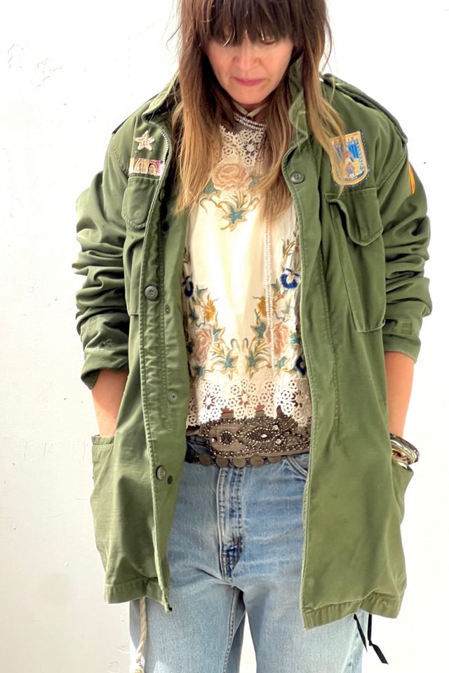 Anna Corinna Reworked Vintage Army Jacket Batiq Print Patch #1