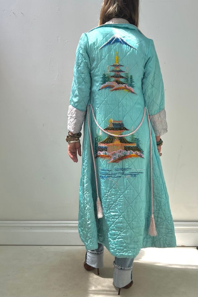 Vintage Quilted Silky Embroidered Maxi Coat Selected by Anna Corinna #2