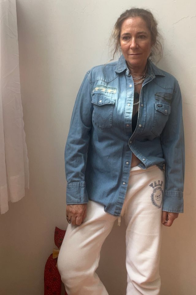 Anna Corinna Reworked Vintage Chambray Butterfly Snap Up Top #1
