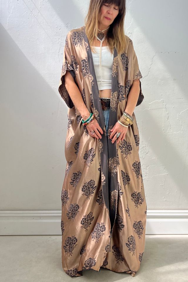 Anna Corinna Reworked Vintage Silky Roses Maxi Duster #1