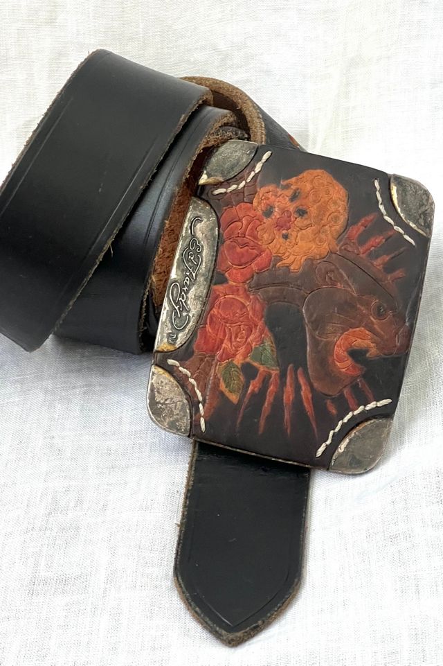 Vintage Ed Hardy Leather Belt and Buckle Selected by Anna Corinna #1