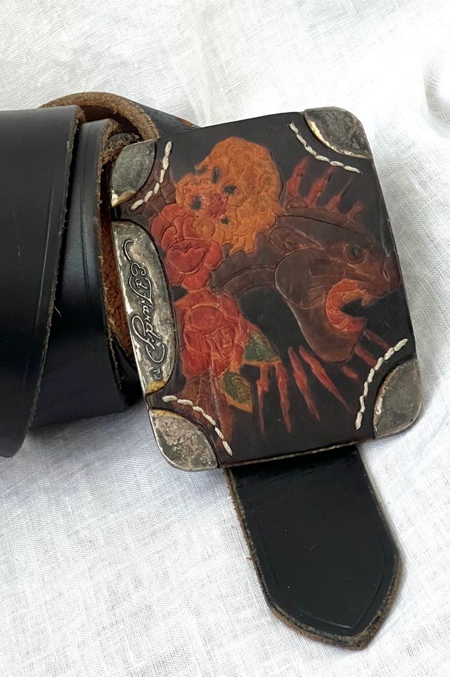 Vintage Ed Hardy Leather Belt and Buckle Selected by Anna Corinna #2