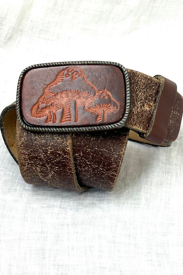 Vintage Mushrooms Leather Belt and Buckle Selected by Anna Corinna #1