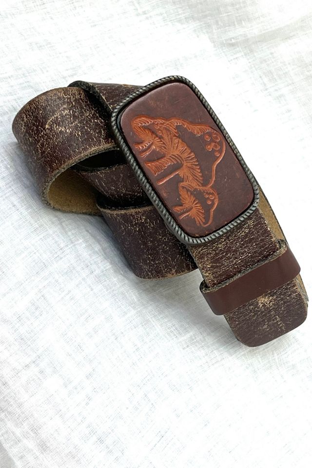 Vintage Mushrooms Leather Belt and Buckle Selected by Anna Corinna #2