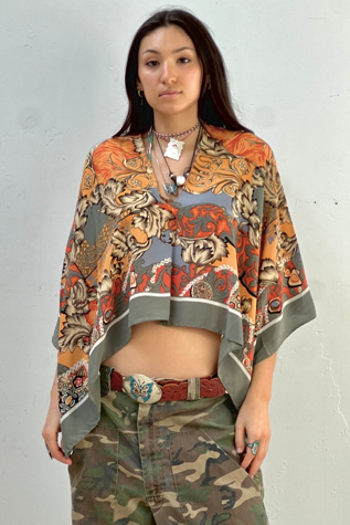 Anna Corinna Reworked Vintage Silk Poncho Top