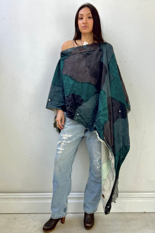 Anna Corinna Reworked Vintage Camo Poncho Top
