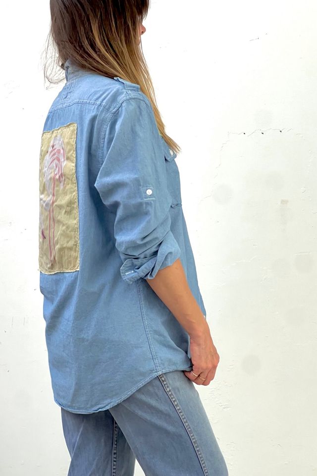 Anna Corinna Reworked Vintage Chambray Flamingo Button Down #2