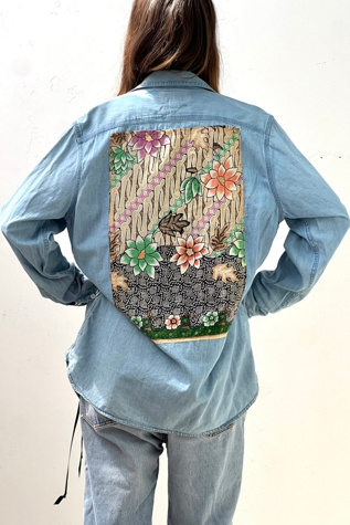 Anna Corinna Reworked Vintage Chambray Batiq Button Down