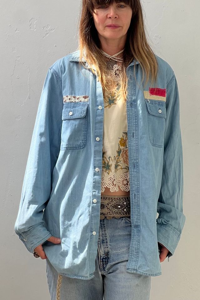 Anna Corinna Reworked Vintage Chambray Batiq Button Down #1