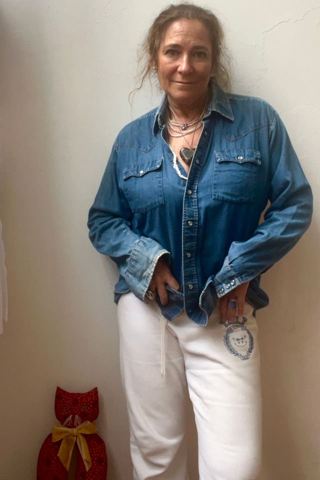 Anna Corinna Reworked Vintage Chambray Welcome Snap Up Top #1