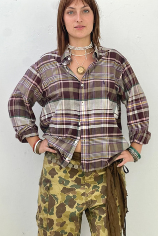 Vintage Ralph Lauren Plaid Cropped Button Down Selected by Anna Corinna