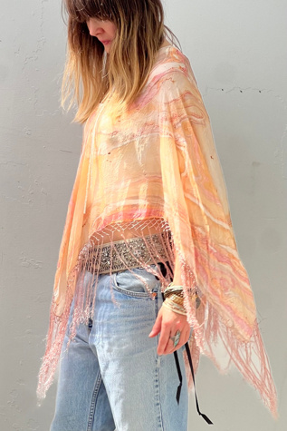 Anna Corinna Reworked Vintage Sunrise Poncho Top