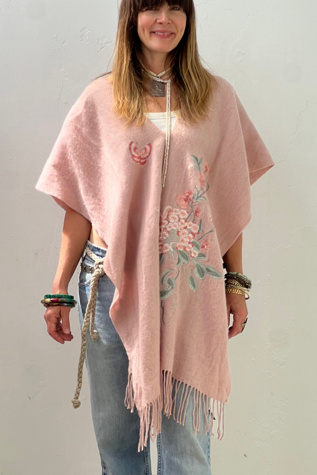 Anna Corinna Reworked Vintage Wool Embroidered Poncho