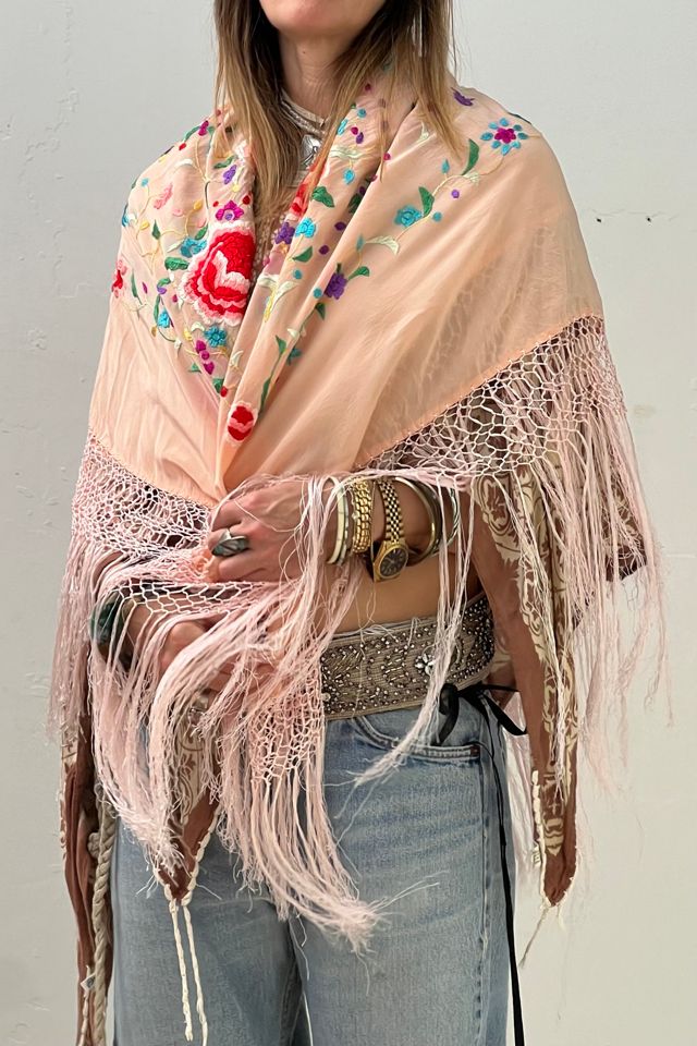 Vintage Silk Embroidered Piano Shawl Selected by Anna Corinna #1