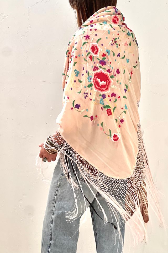 Vintage Silk Embroidered Piano Shawl Selected by Anna Corinna #2