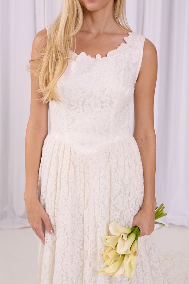 Vintage 1970s Sleeveless Lace Wedding Dress Selected by Kikos Kloset #1