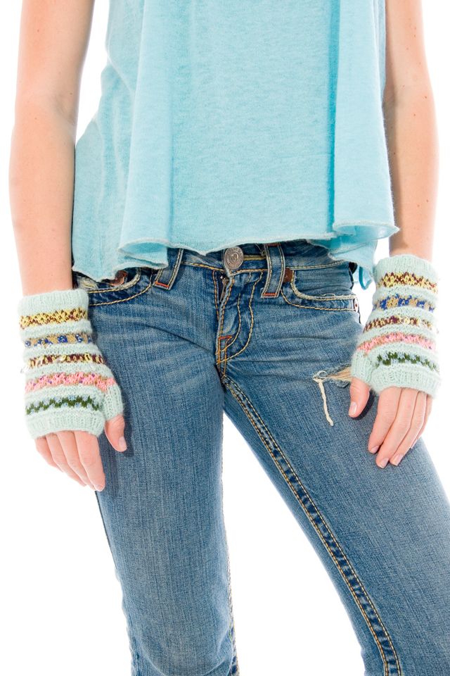 Beaded Fairisle Fingerless Glove #5