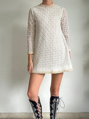 1970's White Mini Knit Dress Selected by Eveliina Vintage