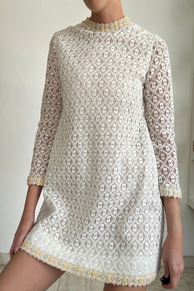1970's White Mini Knit Dress Selected by Eveliina Vintage #1