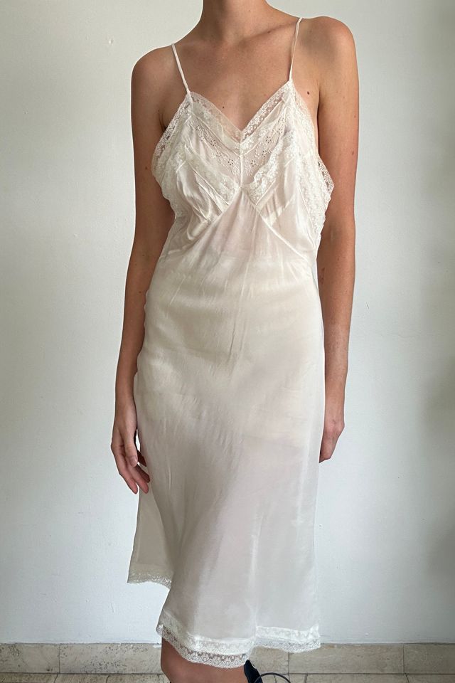 1940's Cream Silk Spaghetti Strap Slip Selected By Eveliina Vintage #1