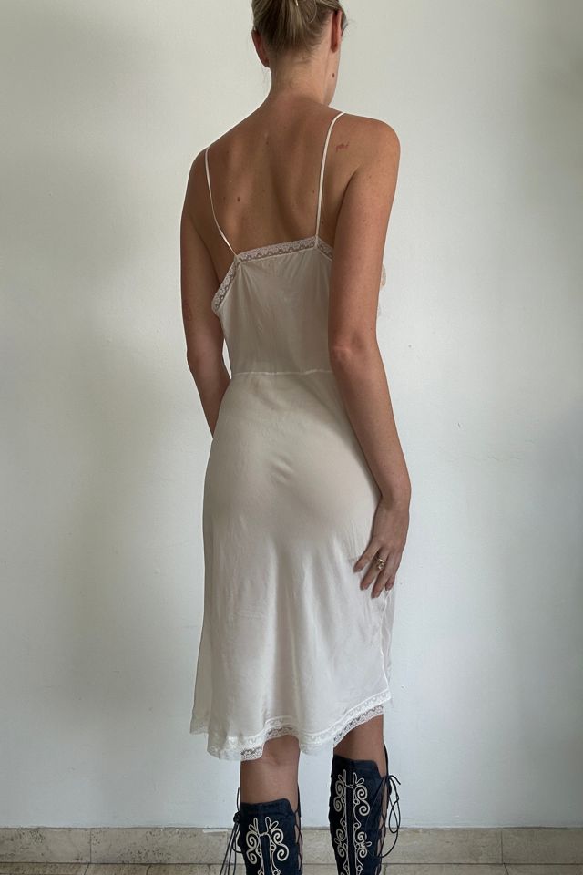 1940's Cream Silk Spaghetti Strap Slip Selected By Eveliina Vintage #2