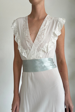 1930's Bridal White Slip Dress Selected By Eveliina Vintage
