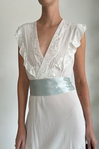 1930's Bridal White Slip Dress Selected By Eveliina Vintage