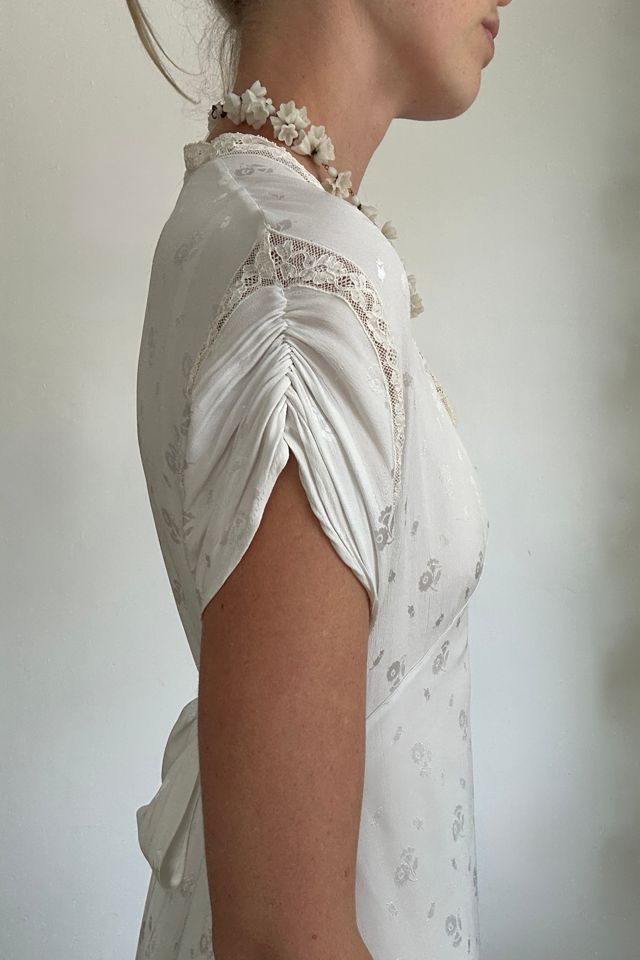 1940's Bridal White Embossed Slip Dress Selected By Eveliina Vintage #4