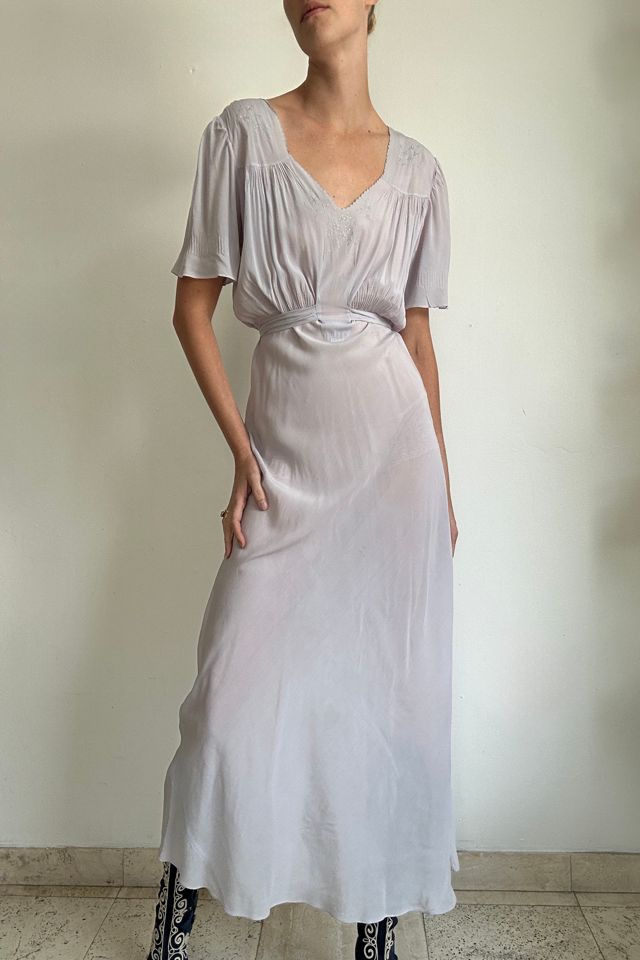 1930's Handmade Baby Blue Silk Dress Selected By Eveliina Vintage #1
