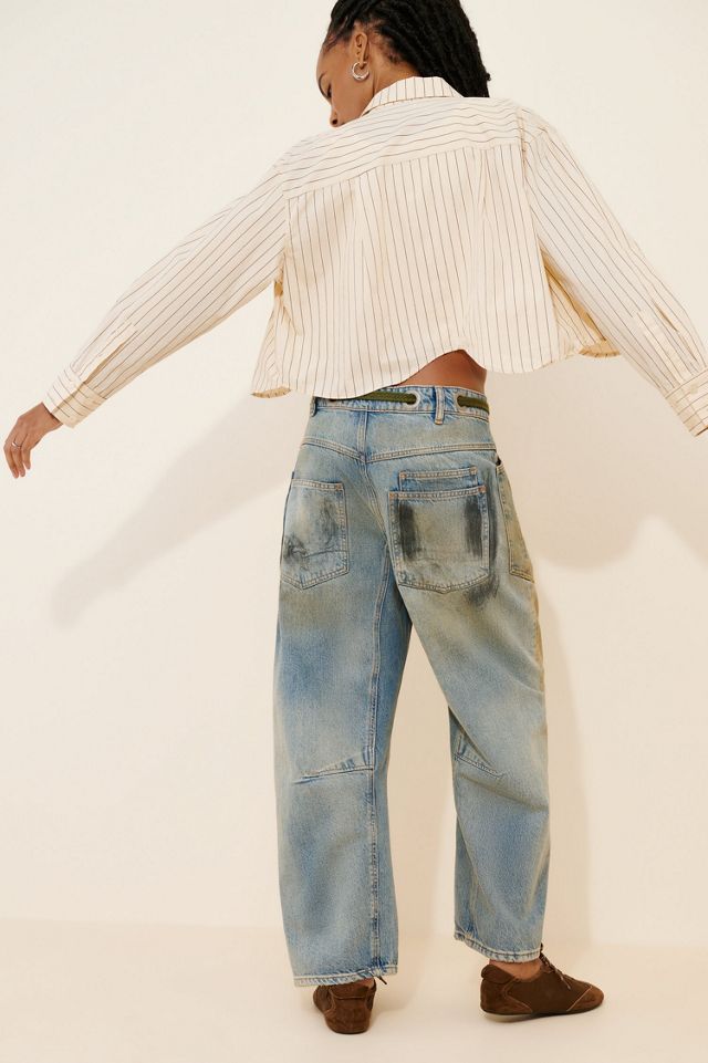 Moxie Pull-On Barrel Paint Jeans #1