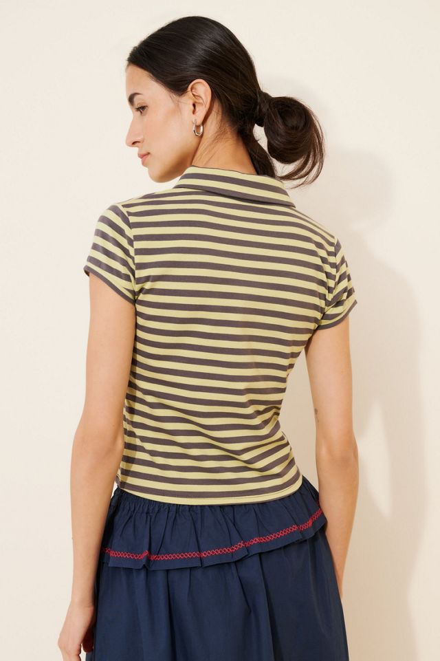 Find Me Now Striped Crop Polo Tee #1
