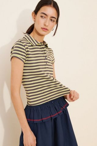 Find Me Now Striped Crop Polo Tee